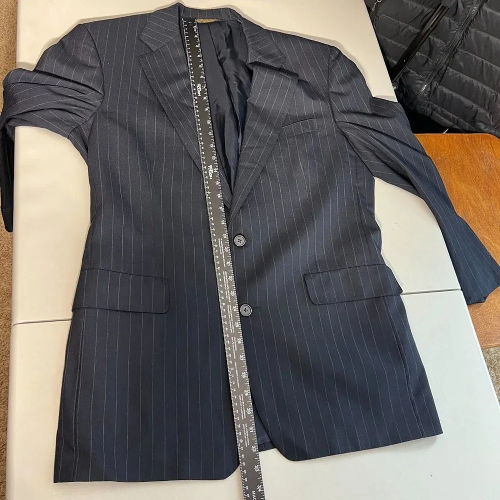 Brooks Brothers Blazer Jacket Sport Coat Mens 41L Blue Pinstripe Wool Brooksease
